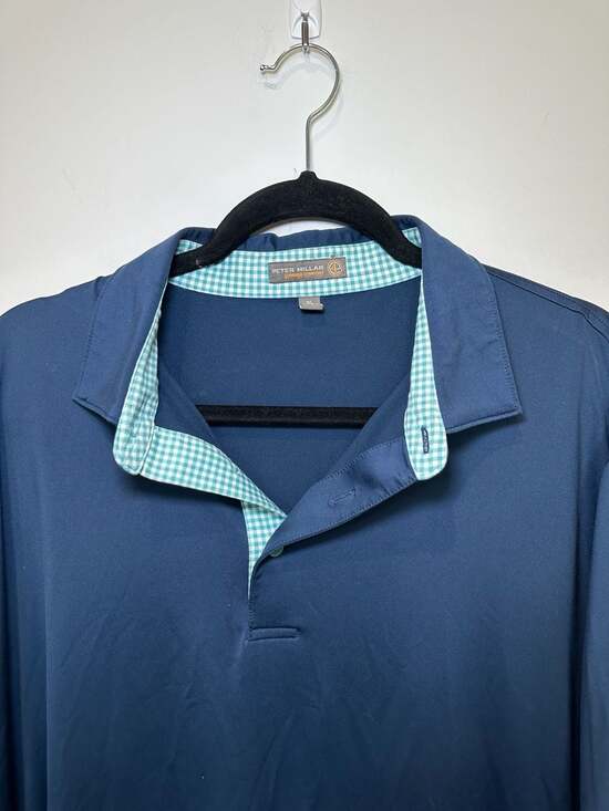 Peter Millar Other - Peter Millar Summer Comfort A4 Performance Golf Polo Navy Blue XL Gingham Collar